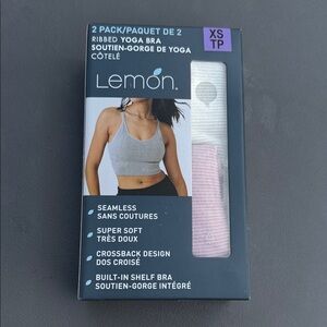 Lemon XS Seamless ribbed yoga bras in gray pink. Super soft crossback NWT